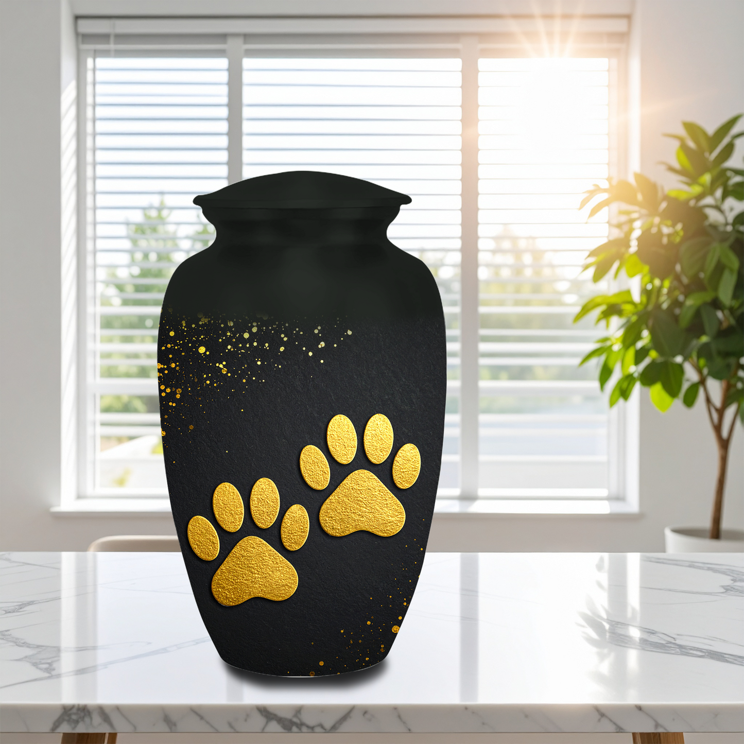 Paw Print Pet Urn for Ashes – Handmade Aluminum Dog & Cat Cremation Urn