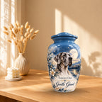 great dane cremation urn for pet ashes, handmade aluminum pet memorial urn with photo – picture 10
