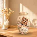 custom dog portrait urn for dog ashes, handmade aluminum pet memorial urn with photo – picture 10