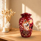 custom pet photo cremation urn for dogs, handmade aluminum pet memorial urn with photo – picture 11