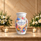Heart and Blossoms Cremation Urn for Human Ashes – Personalized Handmade Aluminum Urn