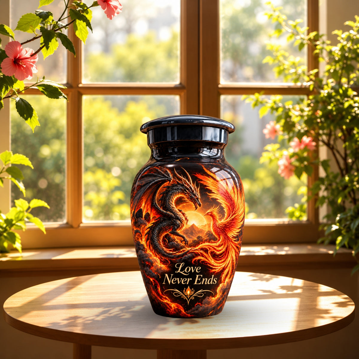 dragon design urn for human ashes, handmade aluminum urn – photo 10