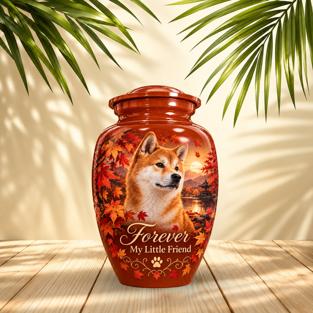 personalized dog portrait cremation urn for dogs, handmade aluminum pet memorial urn with photo – picture 3