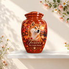 personalized dog portrait cremation urn for dogs, handmade aluminum pet memorial urn with photo – picture 1