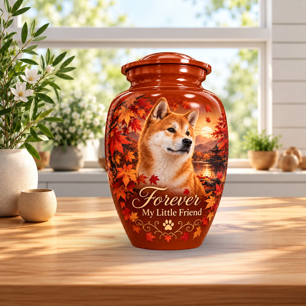 personalized dog portrait cremation urn for dogs, handmade aluminum pet memorial urn with photo – picture 4