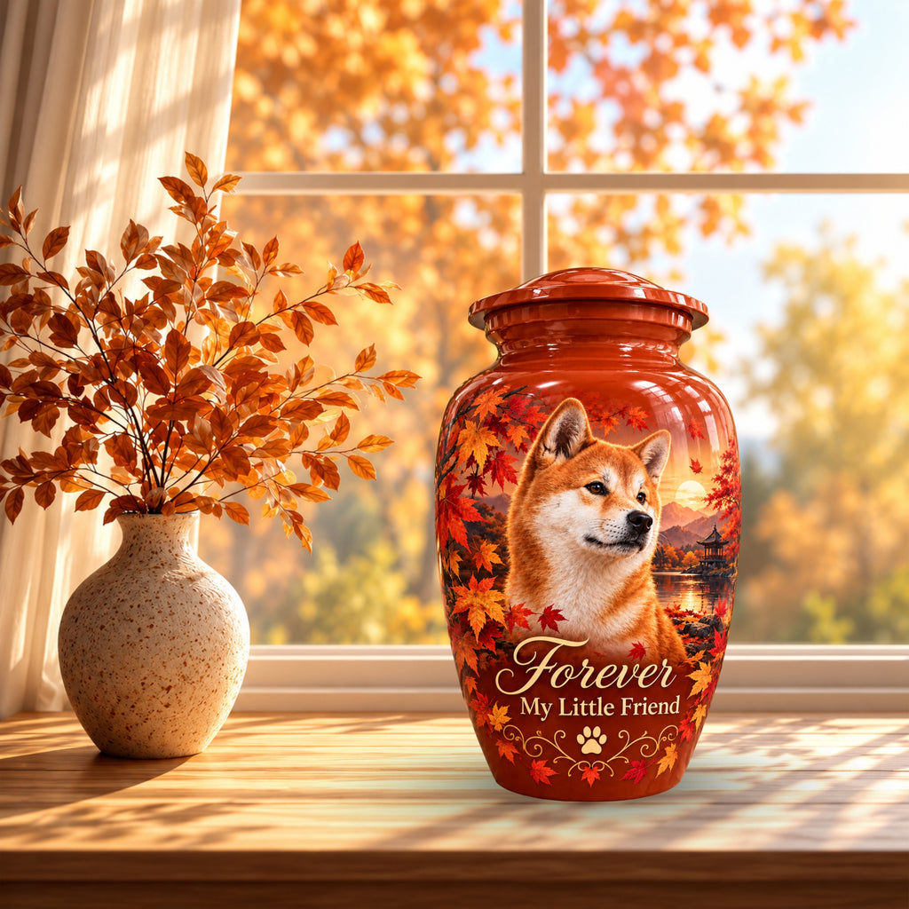personalized dog portrait cremation urn for dogs, handmade aluminum pet memorial urn with photo – picture 7