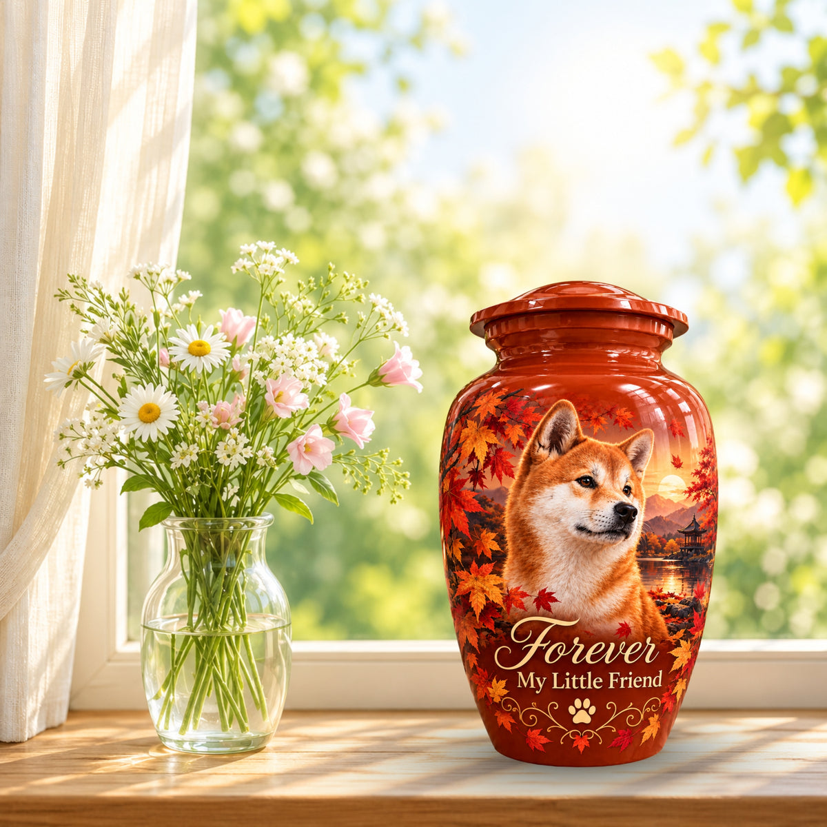 personalized dog portrait cremation urn for dogs, handmade aluminum pet memorial urn with photo – picture 9