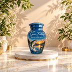 bass fishing sunset cremation urn for human ashes, handmade aluminum – photo 10