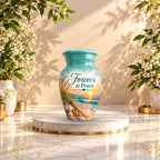seashell beach sunset cremation urn for human ashes, handmade aluminum – photo 10
