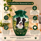 personalized dog portrait cremation urn for pet ashes, handmade aluminum pet memorial urn with photo – picture 2