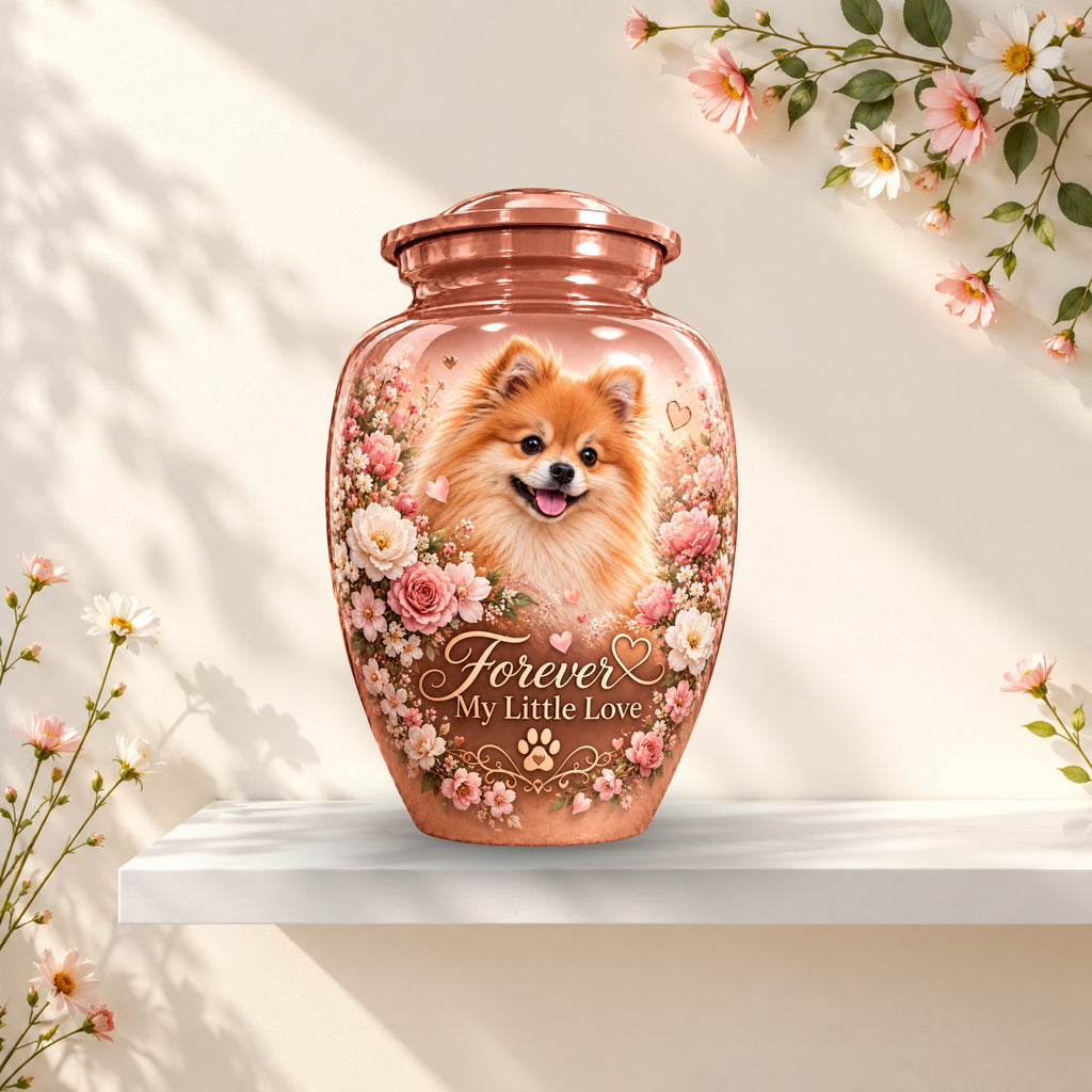 dog photo memorial cremation urn for dogs, handmade aluminum pet memorial urn with photo – picture 1