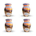 Mama Bear and Cubs Sunset Cremation Urn for Human Ashes – Personalized Handmade Aluminum Urn