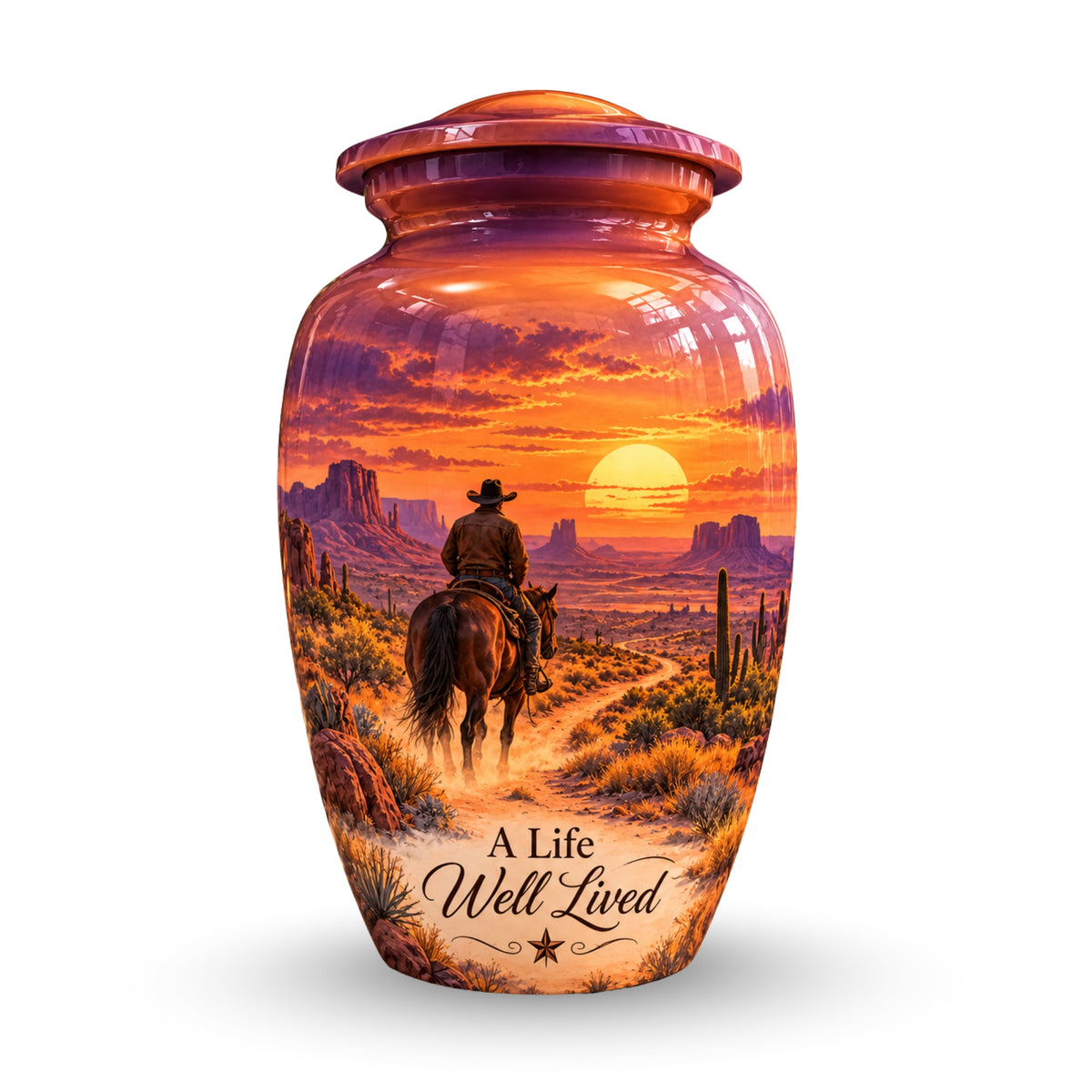 Canyon Trail Rider Cremation Urn for Human Ashes – Personalized Handmade Aluminum Urn