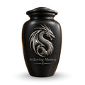 mythical dragon memorial urn for ashes, handmade aluminum urn – photo 1