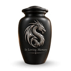 mythical dragon memorial urn for ashes, handmade aluminum urn – photo 1