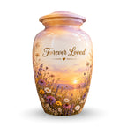 Sunset Wildflower Memorial Cremation Urn for Human Ashes – Personalized Handmade Aluminum Urn