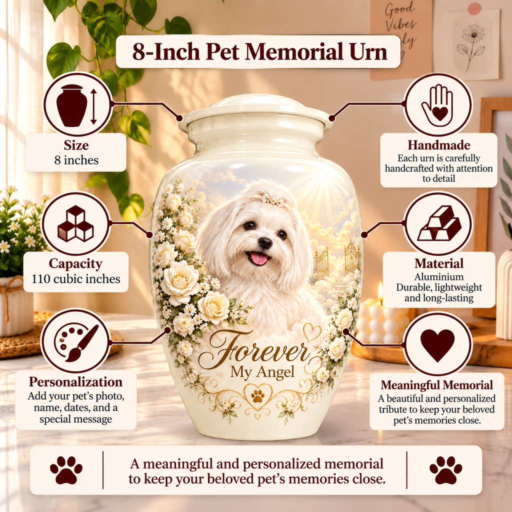 custom pet portrait cremation urn for dogs, handmade aluminum pet memorial urn with photo – picture 2