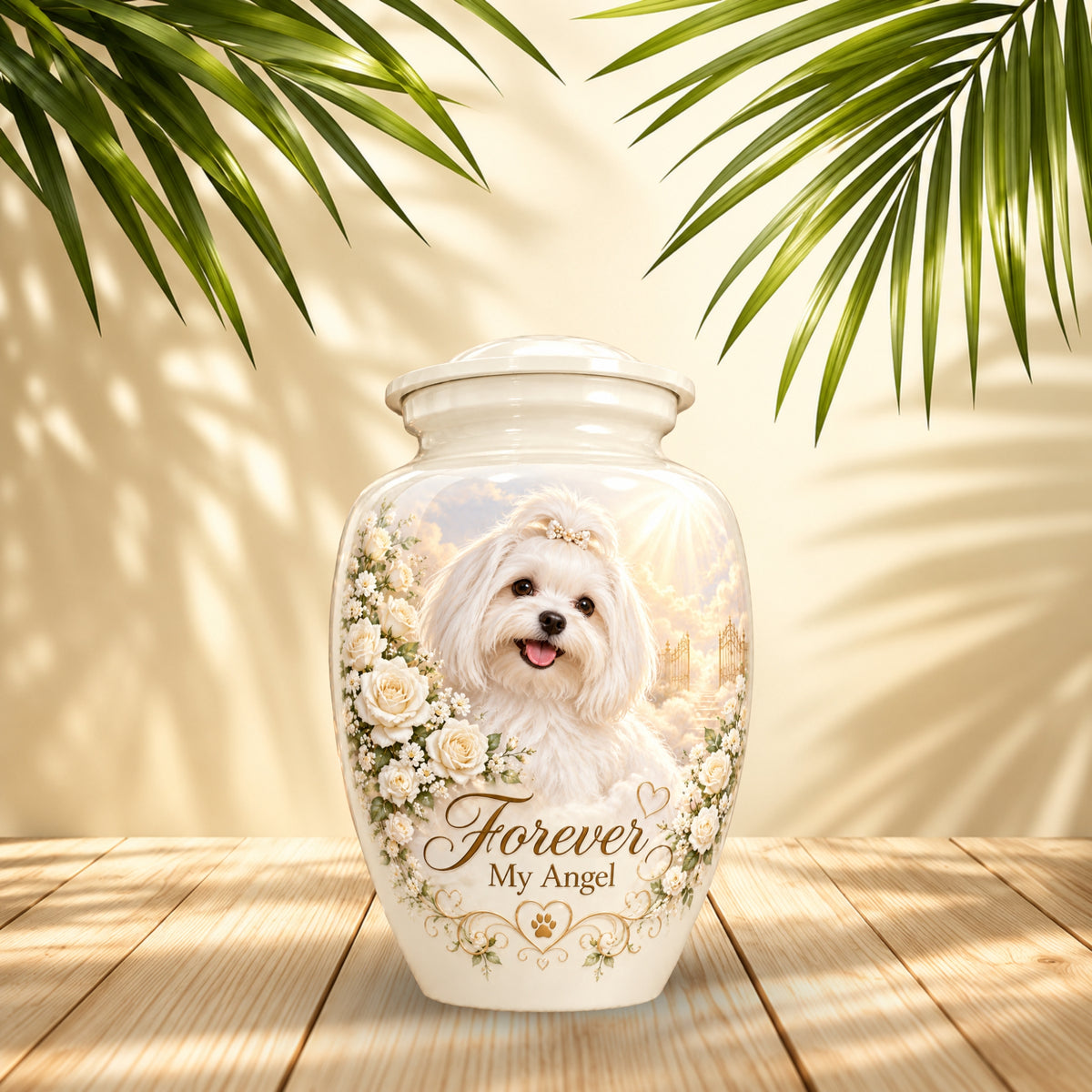custom pet portrait cremation urn for dogs, handmade aluminum pet memorial urn with photo – picture 3