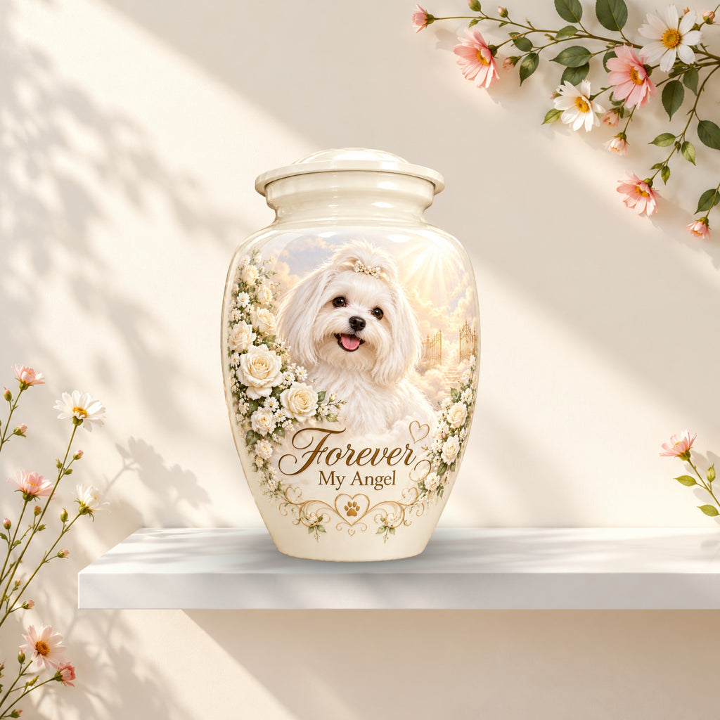 custom pet portrait cremation urn for dogs, handmade aluminum pet memorial urn with photo – picture 1