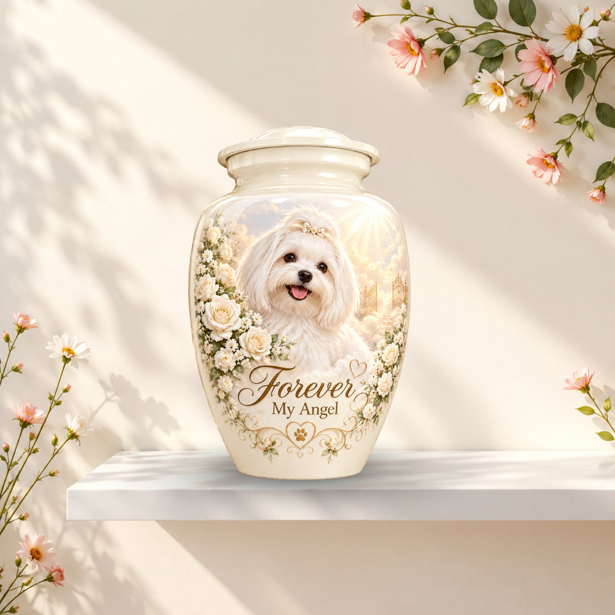custom pet portrait cremation urn for dogs, handmade aluminum pet memorial urn with photo – picture 1