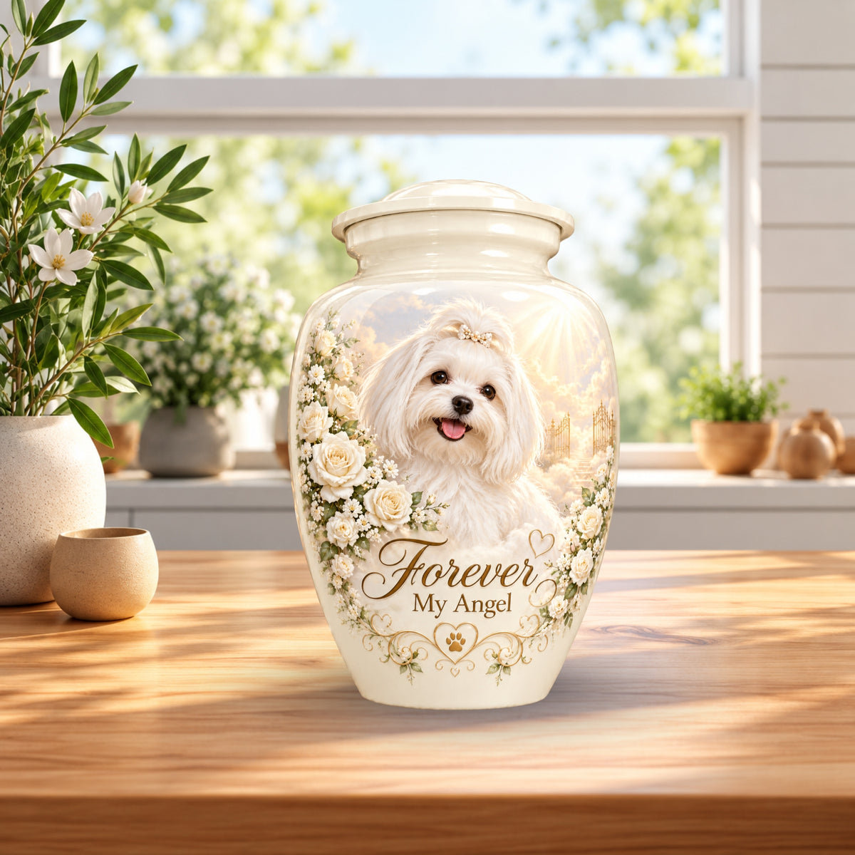 custom pet portrait cremation urn for dogs, handmade aluminum pet memorial urn with photo – picture 4