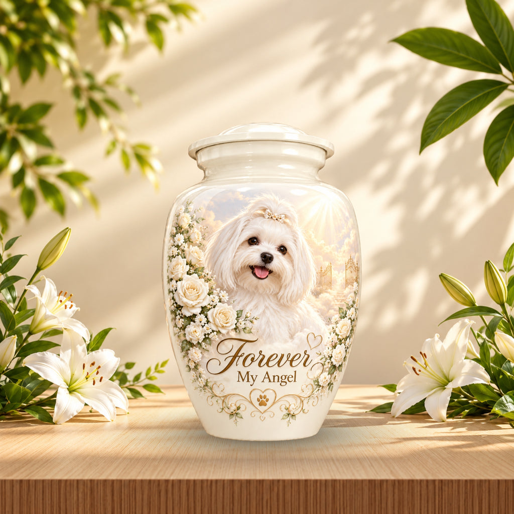 custom pet portrait cremation urn for dogs, handmade aluminum pet memorial urn with photo – picture 5