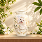 custom pet portrait cremation urn for dogs, handmade aluminum pet memorial urn with photo – picture 5