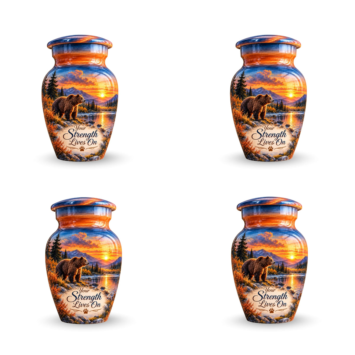 Majestic Bear River Sunset Cremation Urn for Human Ashes – Personalized Handmade Aluminum Urn