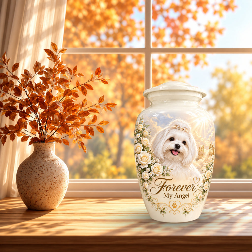 custom pet portrait cremation urn for dogs, handmade aluminum pet memorial urn with photo – picture 7