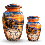 Majestic Bear River Sunset Cremation Urn for Human Ashes – Personalized Handmade Aluminum Urn