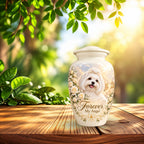 custom pet portrait cremation urn for dogs, handmade aluminum pet memorial urn with photo – picture 8