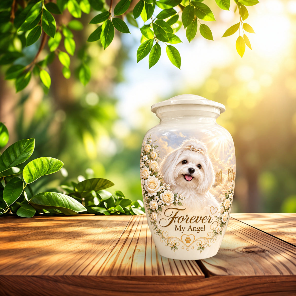 custom pet portrait cremation urn for dogs, handmade aluminum pet memorial urn with photo – picture 8