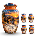 Majestic Bear River Sunset Cremation Urn for Human Ashes – Personalized Handmade Aluminum Urn