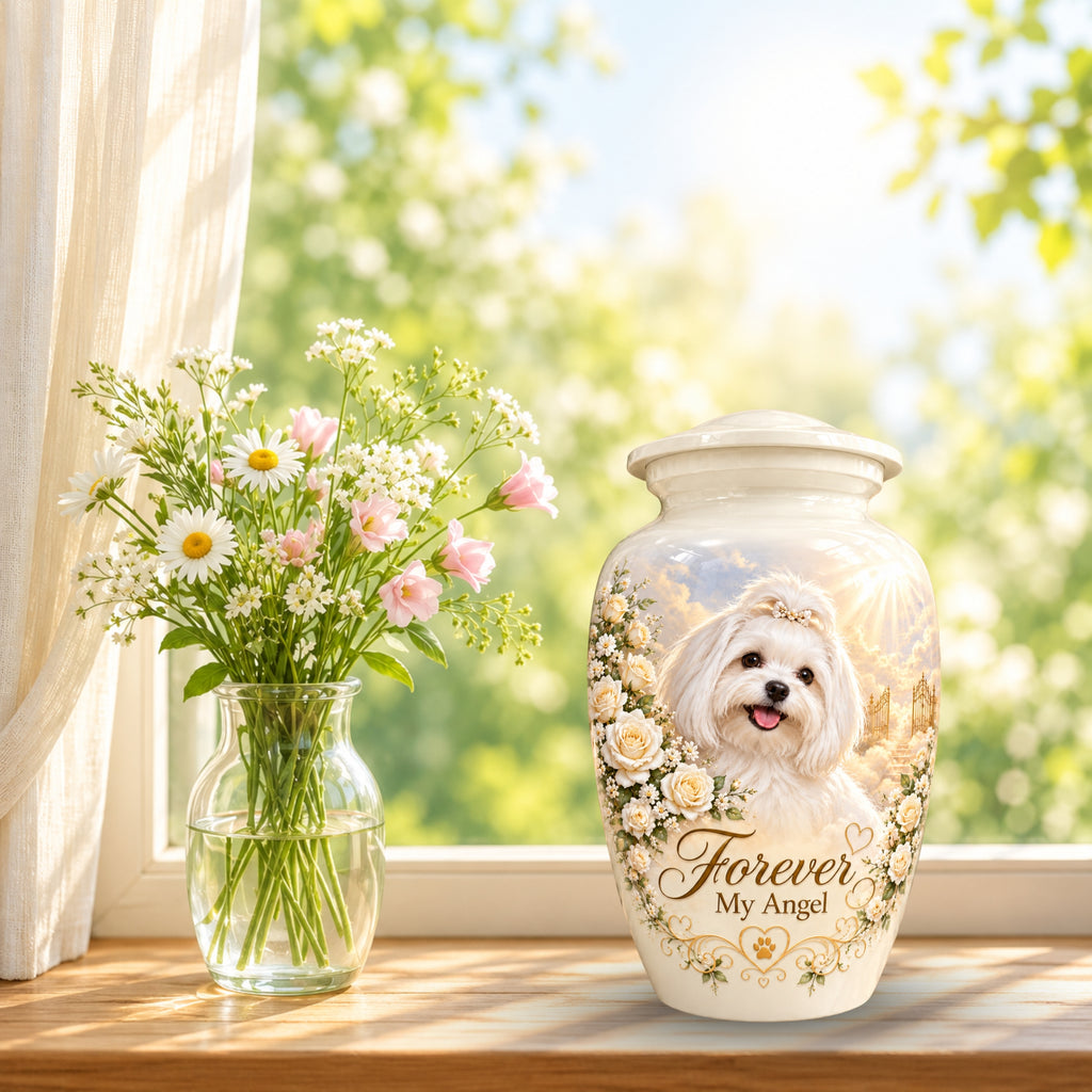 custom pet portrait cremation urn for dogs, handmade aluminum pet memorial urn with photo – picture 9