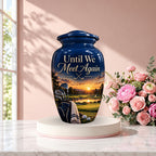 golf bag fairway sunset cremation urn for human ashes, handmade aluminum – photo 2