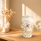 custom pet portrait cremation urn for dogs, handmade aluminum pet memorial urn with photo – picture 10