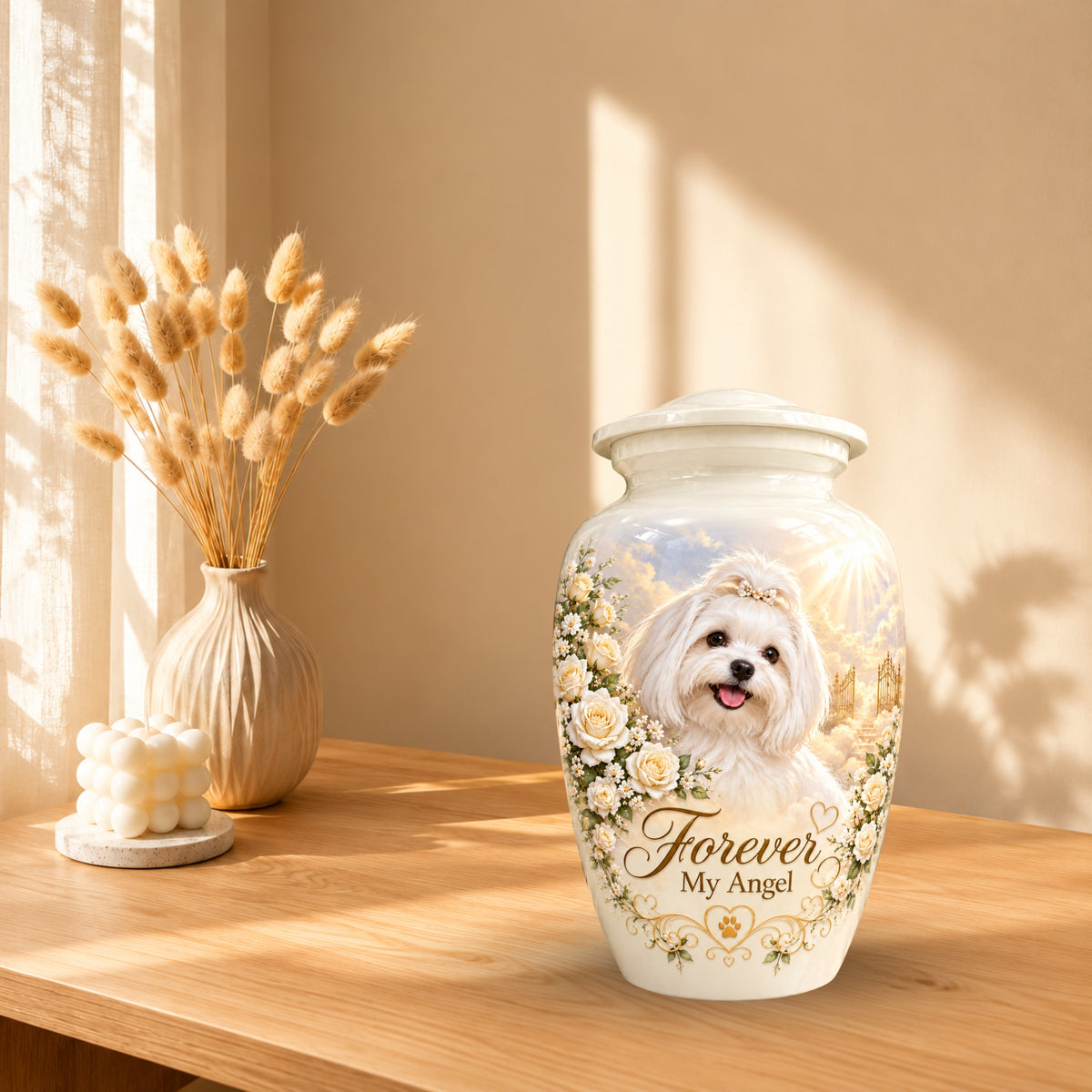 custom pet portrait cremation urn for dogs, handmade aluminum pet memorial urn with photo – picture 10