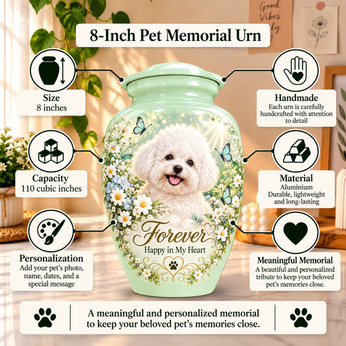 custom pet photo pet urn for ashes, handmade aluminum pet memorial urn with photo – picture 2