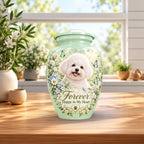 custom pet photo pet urn for ashes, handmade aluminum pet memorial urn with photo – picture 4