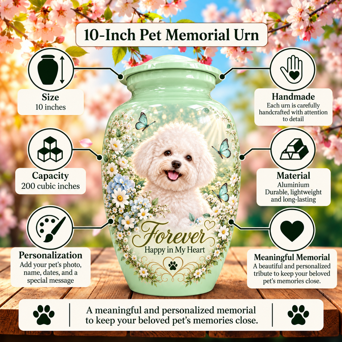 custom pet photo pet urn for ashes, handmade aluminum pet memorial urn with photo – picture 6