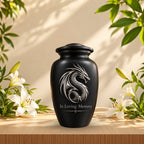 mythical dragon memorial urn for ashes, handmade aluminum urn – photo 3