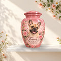 French Bulldog cremation urn for dog ashes with personalized photo and name