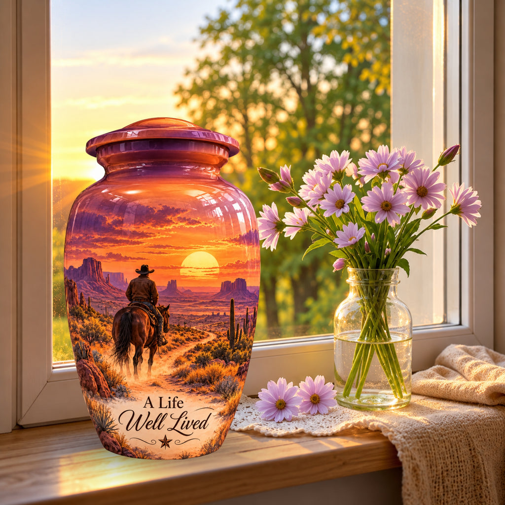 Canyon Trail Rider Cremation Urn for Human Ashes – Personalized Handmade Aluminum Urn