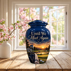 golf bag fairway sunset cremation urn for human ashes, handmade aluminum – photo 3