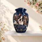 personalized dog portrait pet urn for ashes, handmade aluminum pet memorial urn with photo – picture 1
