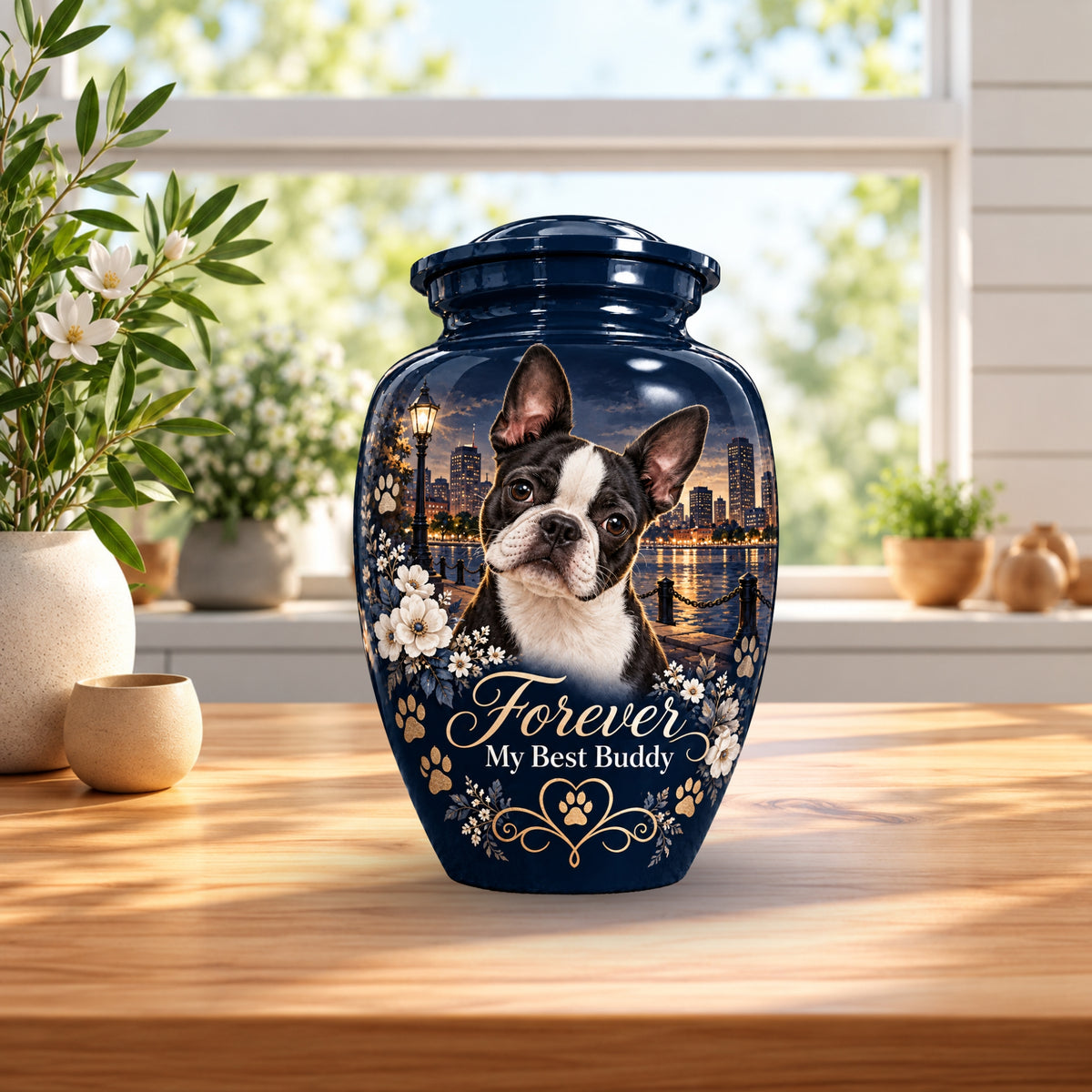 personalized dog portrait pet urn for ashes, handmade aluminum pet memorial urn with photo – picture 4