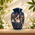 personalized dog portrait pet urn for ashes, handmade aluminum pet memorial urn with photo – picture 5