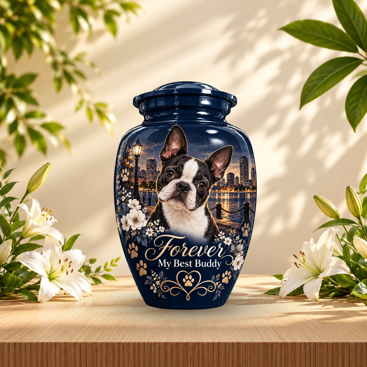 personalized dog portrait pet urn for ashes, handmade aluminum pet memorial urn with photo – picture 5