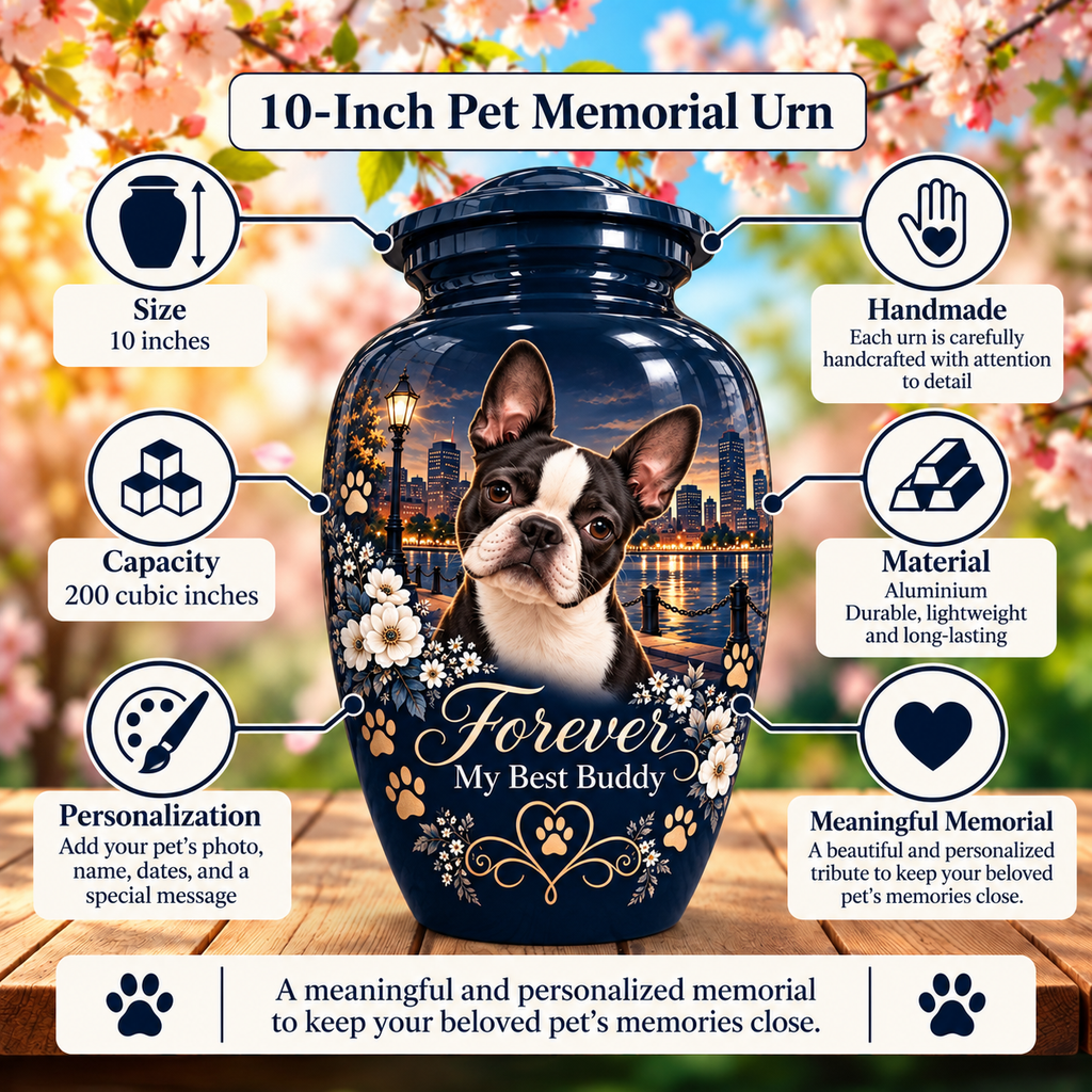 personalized dog portrait pet urn for ashes, handmade aluminum pet memorial urn with photo – picture 6