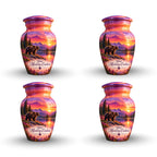 Purple Mountain Bear Sunset Cremation Urn for Human Ashes – Personalized Handmade Aluminum Urn